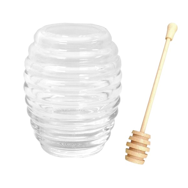 Beczułka na miód z drewnianym nabierakiem