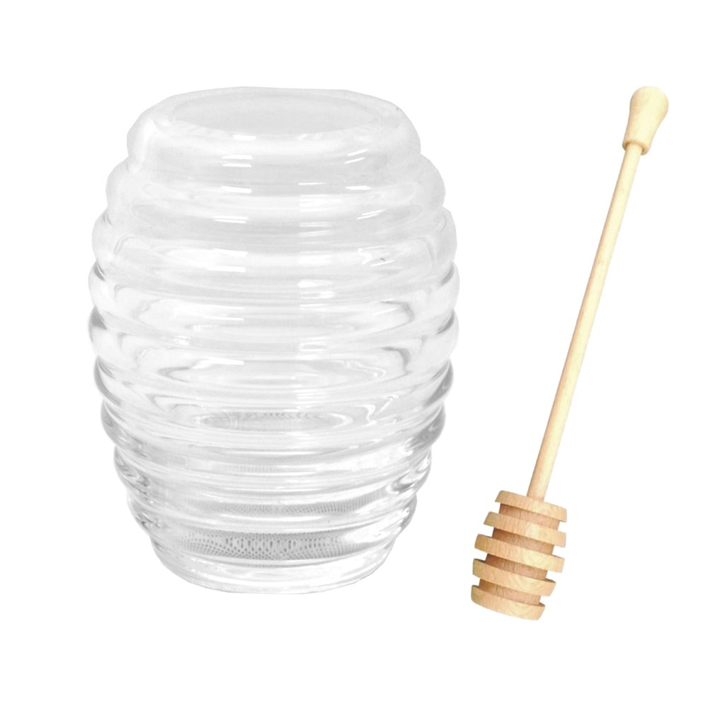 Beczułka na miód z drewnianym nabierakiem