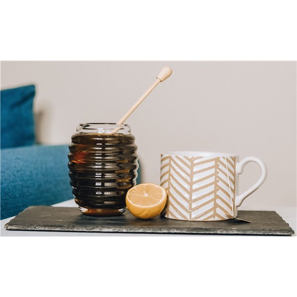 Beczułka na miód z drewnianym nabierakiem