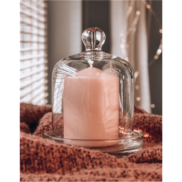 Szklana osłonka na świece + podstawka