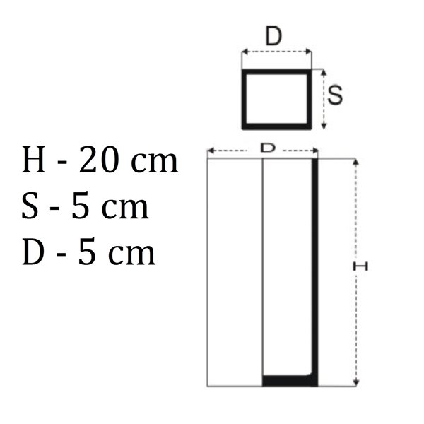 Wąski wazon prostokąt 20 cm