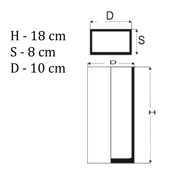 Wazon prostokąt 18 cm