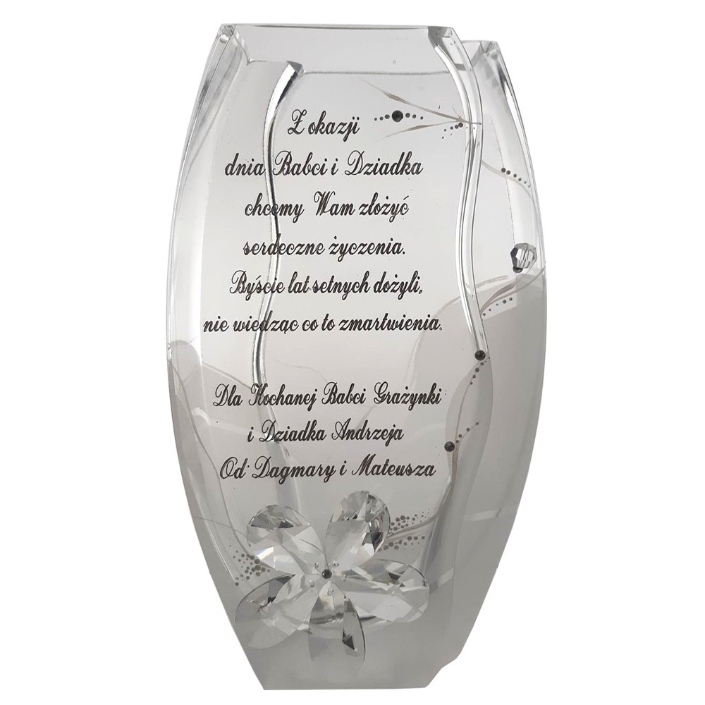 Wazon z kryształowym zdobieniem z dedykacją