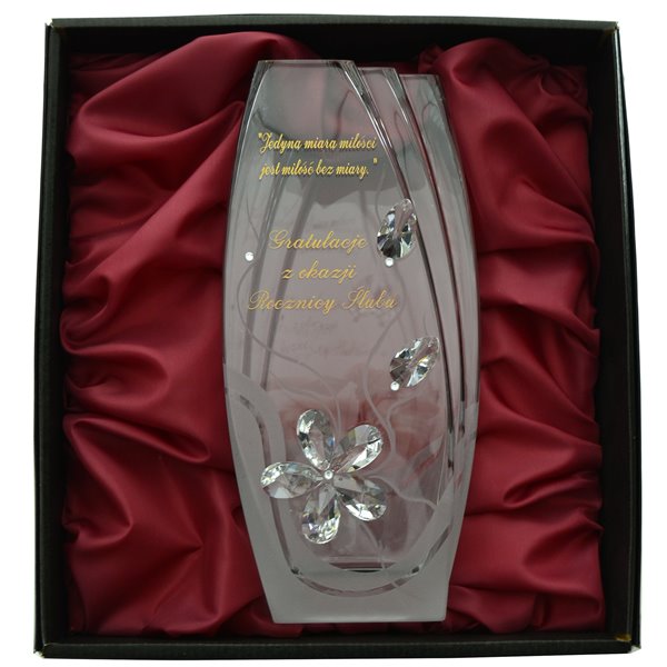 Wazon z kryształowym zdobieniem z dedykacją