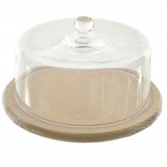 Szklany klosz + drewniana deska