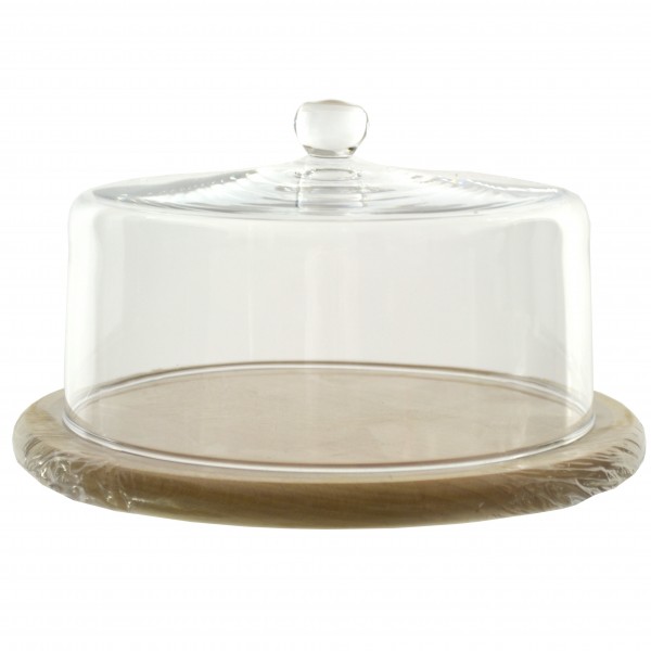 Szklany klosz + drewniana deska