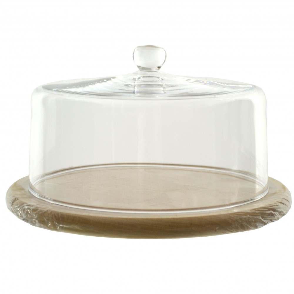 Szklany klosz + drewniana deska