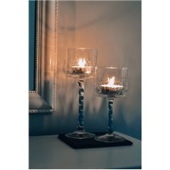 Świecznik na nóżce z efektem popękanego szkła - krakla 6 wysokości