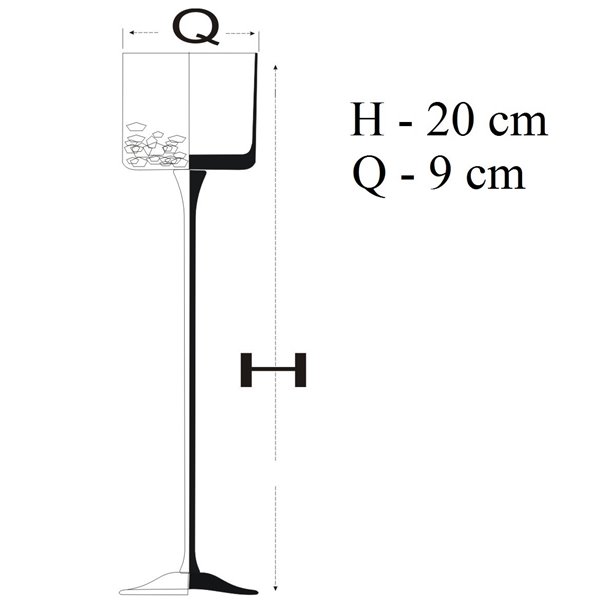 Świecznik na nóżce z efektem popękanego szkła - krakla 6 wysokości